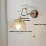 Copper Glass Wall Sconce Amber LED Rotate Modern Bathroom Mirror Light