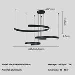 Black LED Chandelier Pendant Light for Foyer Stairs Bar, Minimalist Indoor Hanging Lamp