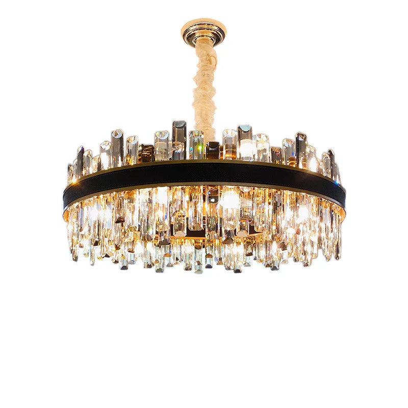 Crystal Leather Chandelier | Modern LED Lustres for Living Room & Dining Room