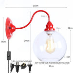 Afralia™ Edison Red LED Wall Lights - Iron Industrial Vintage Bedside Lamp