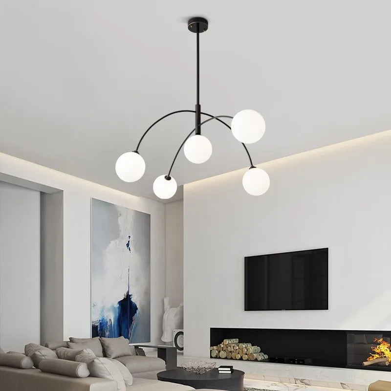Nordic Pendant Light Chandelier Suspended Milky Glass Designer Ceiling Lamp.