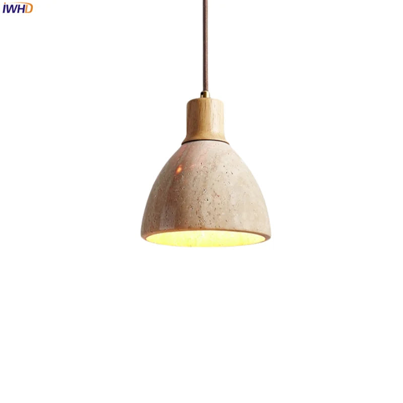 Yellow Travertine LED Pendant Lamps - Wabi Sabi Home Decor & Lighting