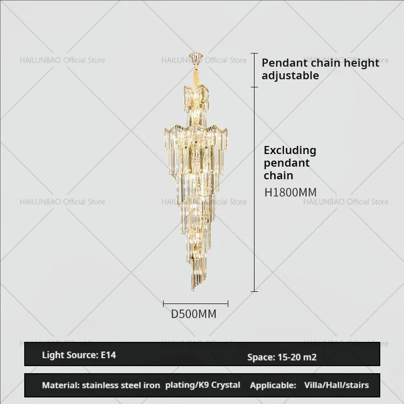 Crystal Chandelier: European Villa Hotel Luxury Hollow Building Middle Floor Lighting