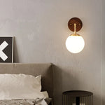 Afralia™ Walnut Wood Glass Wall Light Fixture for Home Decor, Modern Nordic Design