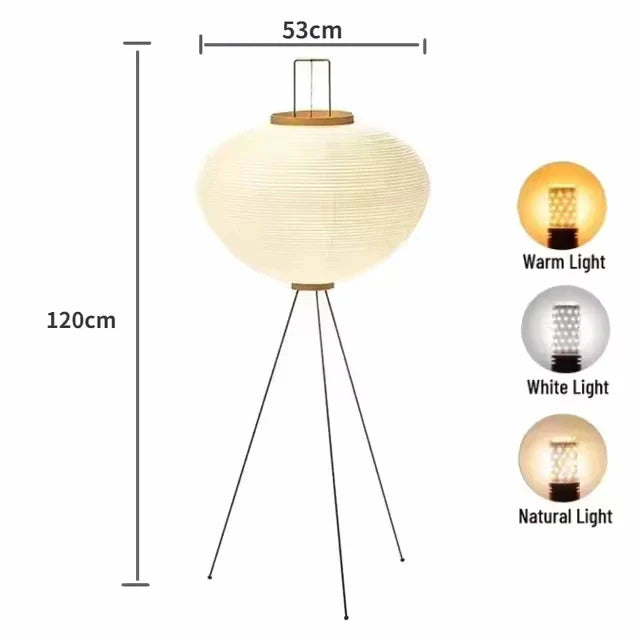 Rice Paper Floor Lamp for Living Room Bedroom (E27 Bulb)