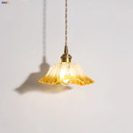 Yellow Glass LED Pendant Lights with Adjustable Hanging Lamp