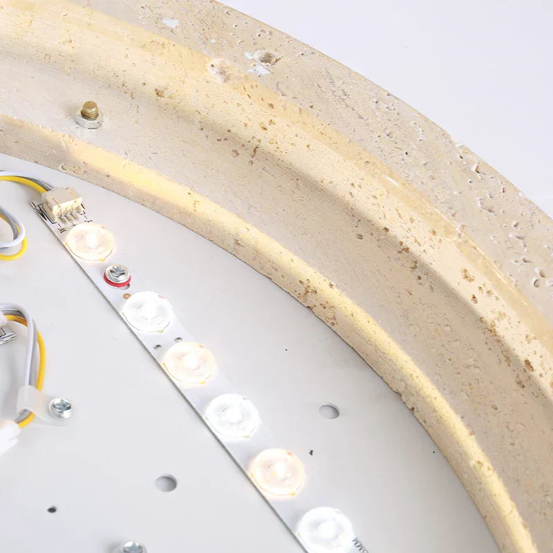 Ellipse Stone LED Ceiling Light Natural Travertine Lamp Plafon