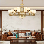 Natural Jade Chinese Chandelier for Living Room, Hotel, Restaurant, and Tea Room
