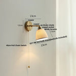 Nordic Ceramic LED Wall Light with Pull Chain Switch - Modern, Simple, Rotating