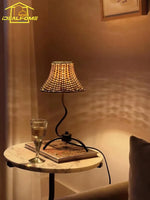 Retro Rattan Weaving Table Lamp LED E27 for Living Room Bedroom Décor.