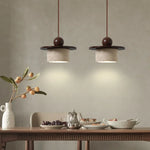 Wood Stone LED Pendant Chandelier Vintage Loft Adjustable Hang Lamp