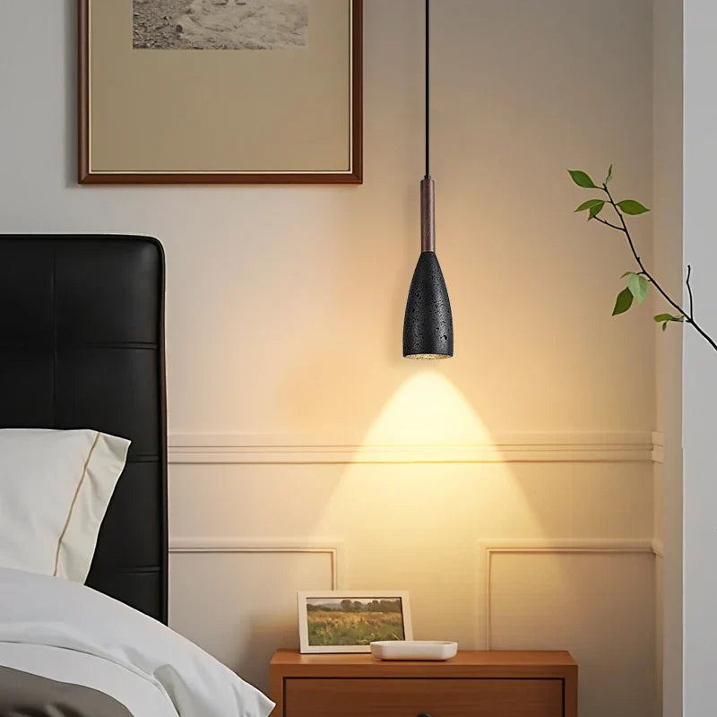 Wood Stone LED Hanging Lamp Modern Pendant Lighting for Living Room