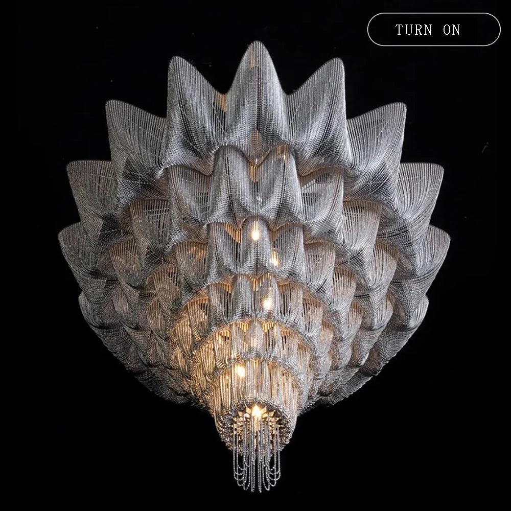 Nordic Tassel Chandelier Spiral Staircase Ceiling Light for Villa Living Room