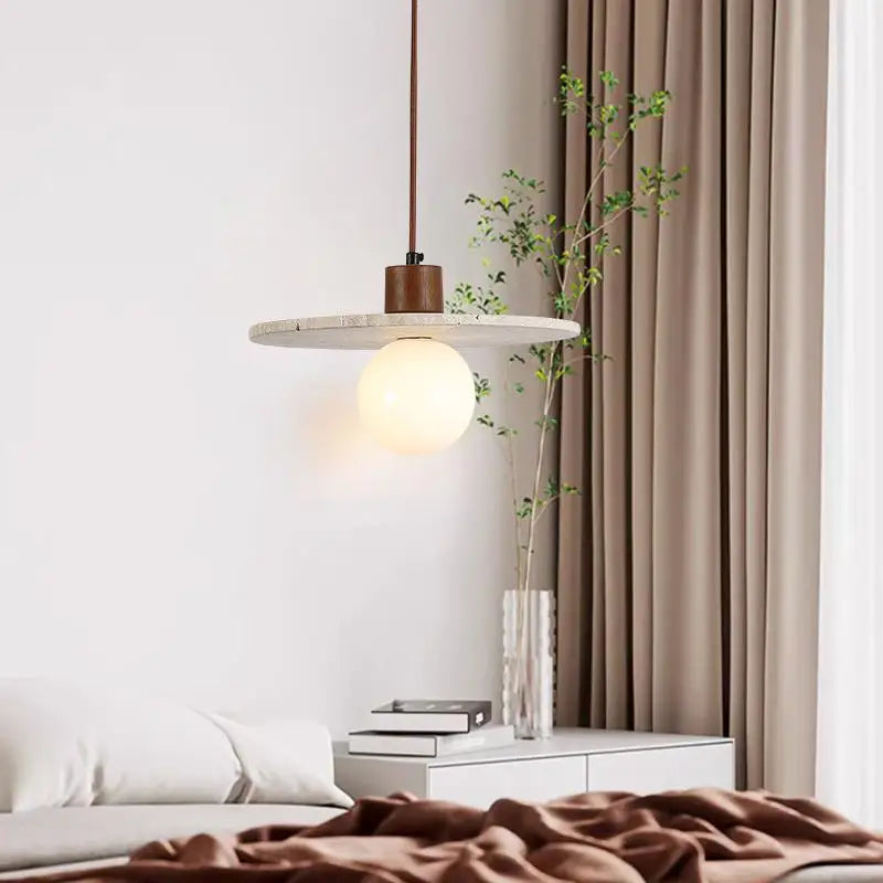 Yellow Travertine Glass LED Pendant Lights for Elegant Interior Decor