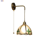 Tiffany Glass LED Wall Sconce Pull Chain Switch Bedroom Foyer Lamp
