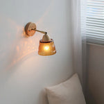 Wood Canopy LED Wall Light Pull Chain Switch Nordic Modern Bedside Sconce