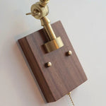 Wood Rotatable 2-Arm LED Wall Sconce with Pull Chain Switch