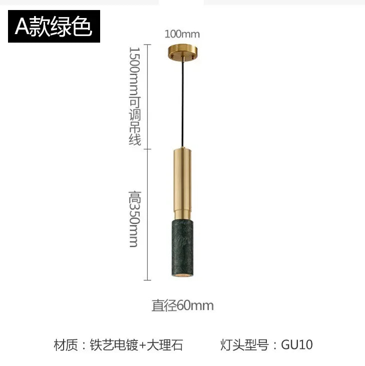 Small Chandelier Art Marble Terrazzo Single Head Pendant Light