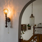 Afralia™ Tawny Glass LED Wall Sconce - Vintage Ash Wood Wandlamp