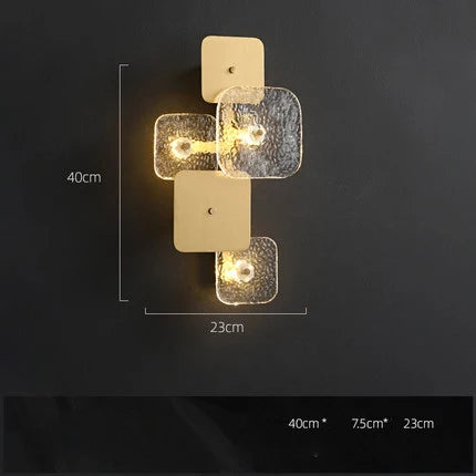 Art Deco Golden Copper Glass Chandelier LED Lighting Fixture