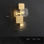 Art Deco Golden Copper Glass Chandelier LED Lighting Fixture