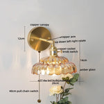 Nordic LED Wall Lights Pull Chain Switch Copper Glass Home Decor