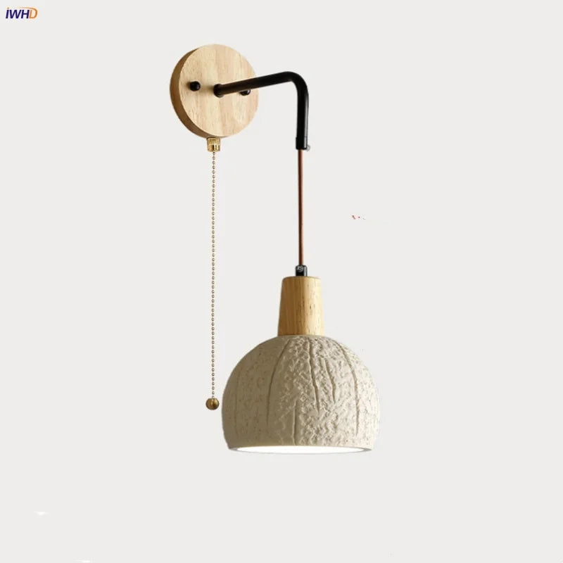 Cement Shade Wood LED Wall Sconce Light Fixture for Home Decor