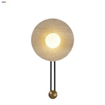 Yellow Travertine LED Wall Lamp, Modern Glass Ball Bathroom Mirror Light