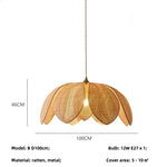 Wabi Sabi Rattan Pendant Lights for Dining Room - Petal Design LED Droplight