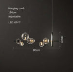 Black Postmodern Bubble Glass Chandelier with Multi Clear Balls