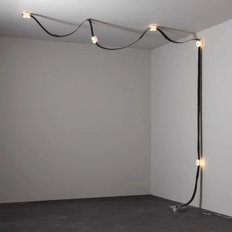 Soft Leather Marble Chandelier: Luxury Dimmable Lighting Fixture for Living Room or Cafe.