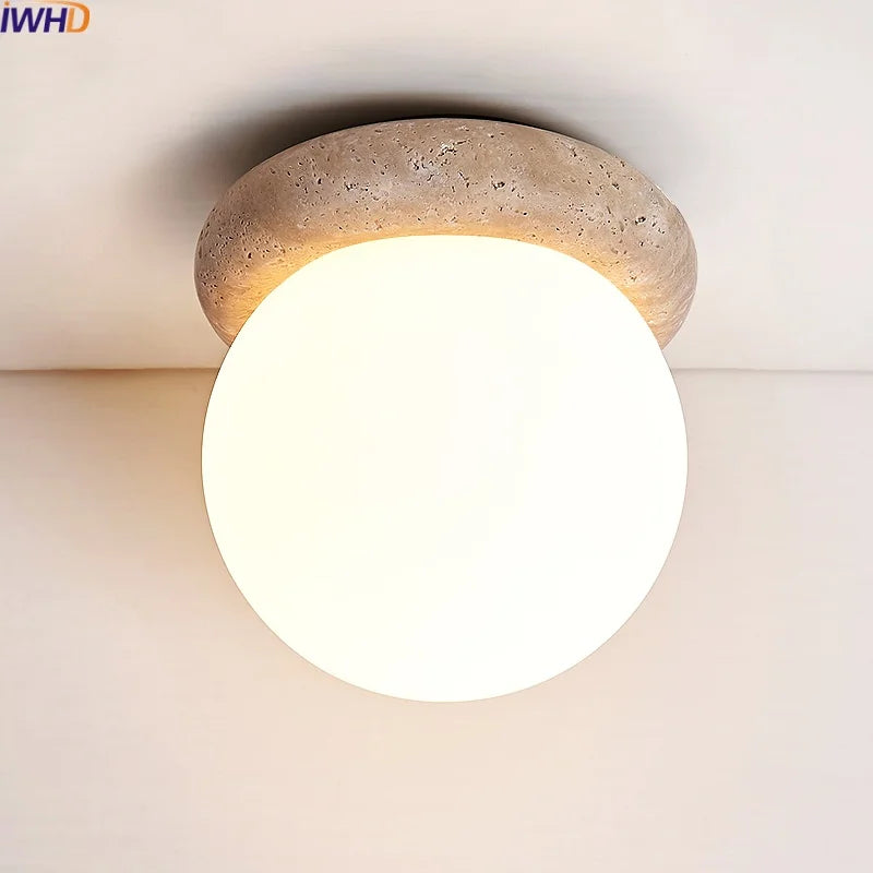 Yellow Travertine LED Ceiling Light Fixture for Modern Home Decor