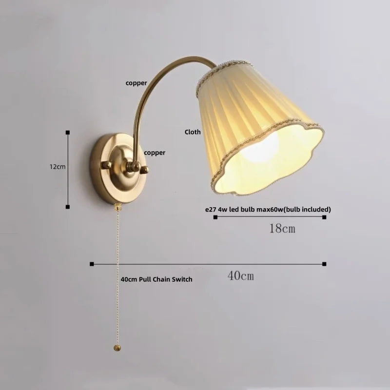 Wood Rotatable 2-Arm LED Wall Sconce with Pull Chain Switch