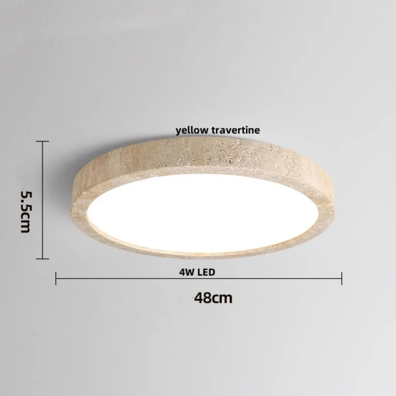 Ellipse Stone LED Ceiling Light Natural Travertine Lamp Plafon