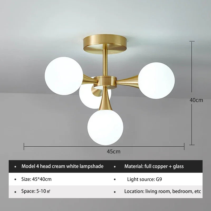 Glass Ball Chandelier Pendant Light Fixture for Living Dining Bedroom