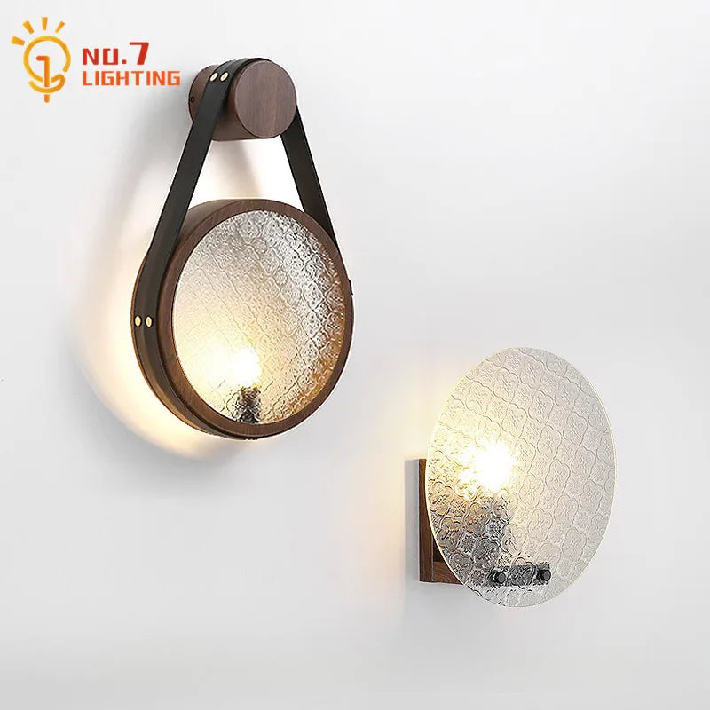 Medieval Walnut/black LED Wall Lamp for Bedroom and Living Room