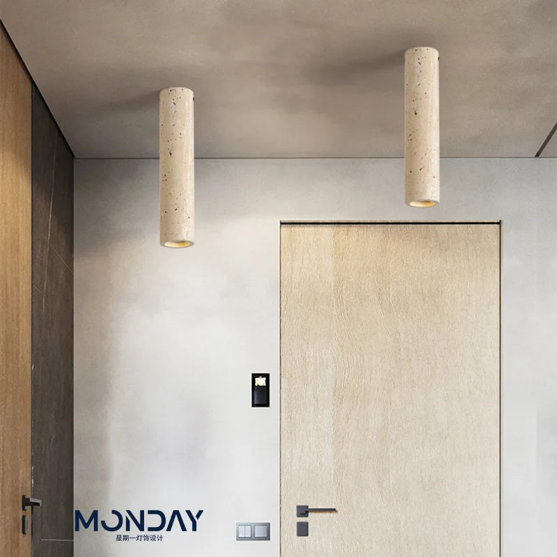 Travertine Stone Ceiling DownLight with E27 Spot Light Bulb