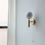 Moon LED Wall Lamp with Pull Chain Switch and Copper Base