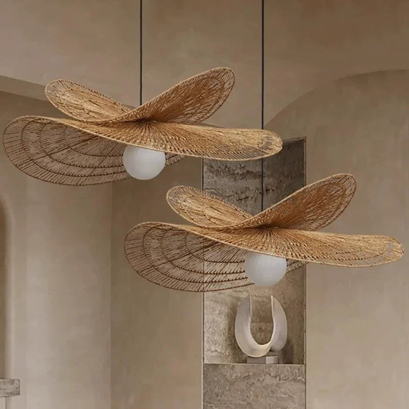 Rattan Weaving LED Chandelier Pendant Lights for Home Decor