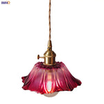 Purple Flower Glass LED Pendant Lamp - Modern Hanging Light