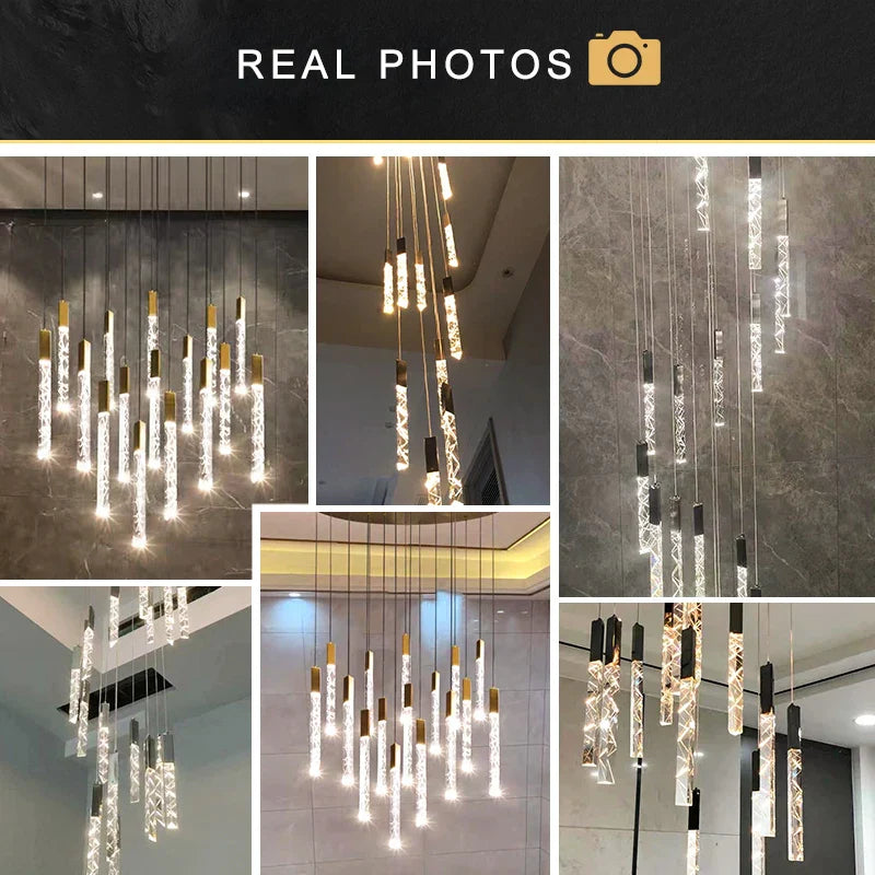 Crystal Circular Staircase Chandelier for Villa Duplex Foyer Decoration