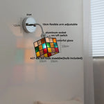 Adjustable Arm LED Wall Light Fixture with Pull Chain Switch, White Glass