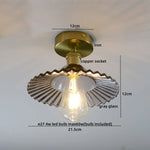 Green Glass Copper Ceiling Light Fixture Balcony Kitchen Modern LED Lamp