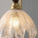 Afralia™ Glass LED Pendant Light Fixture Walnut Wood Modern Style Flush Mount Hang Lamp