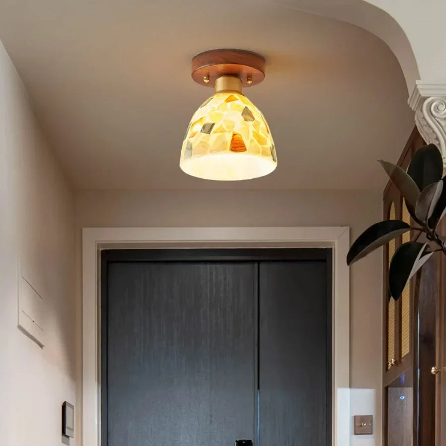 Shell Tiffany Glass Canopy LED Ceiling Light