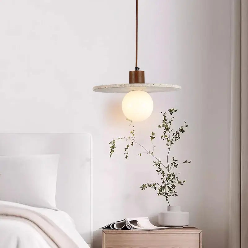 Yellow Travertine Glass LED Pendant Lights for Elegant Interior Decor