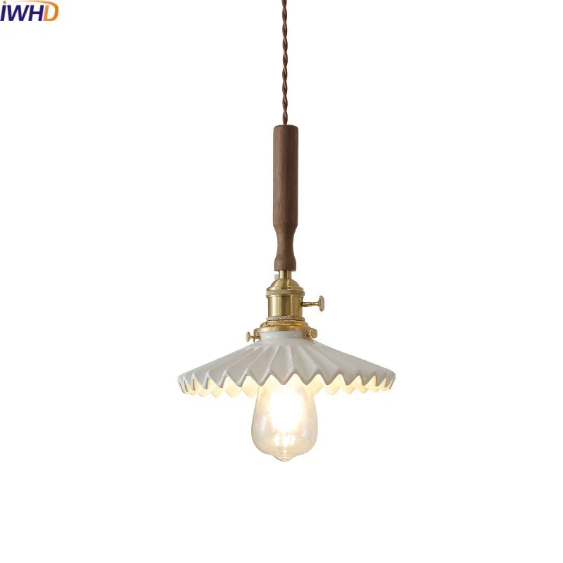 Copper Ceramic LED Pendant Light with Knob Switch - 4w Bulb & Lamparas Colgante