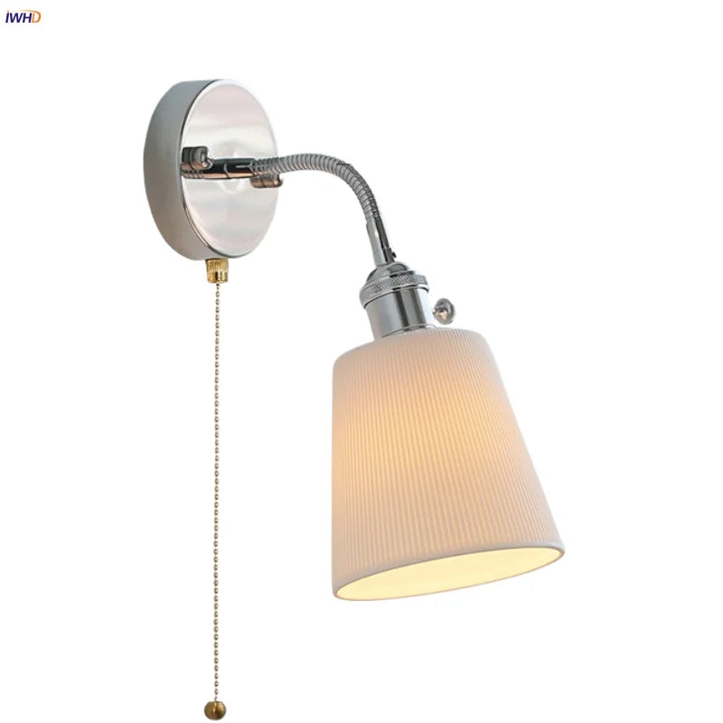 White Ceramic LED Wall Lights Adjustable Modern Bedside Lamp