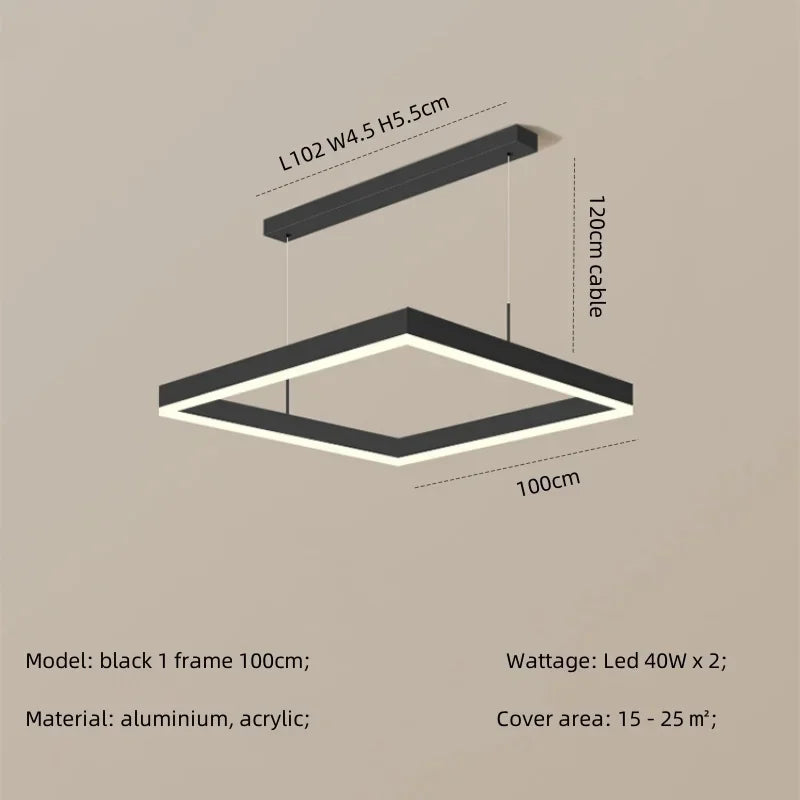 Modern Straight Pendant LED Light - Minimalist Painted Aluminium Chandelier