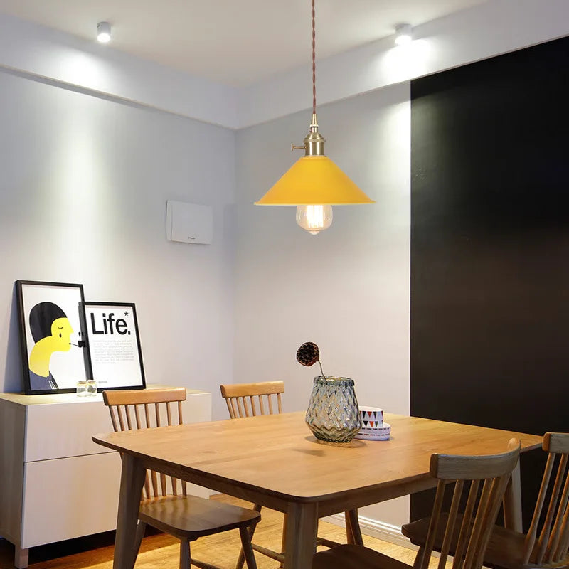 Yellow Iron Art LED Pendant Lights - Modern Nordic Style for Home Decor